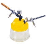 Airbrush overspray container prevents messes on your workstation.
